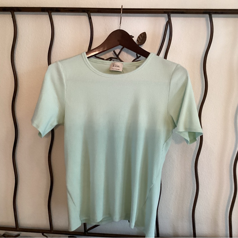 Elle Light Green Short Sleeve Top